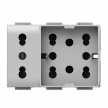 Universal zweipolig und schuko 10/16A 3 Module Side 4Box Einzelsteckdose für LivingLight Weiß 4B.N.H21.XL