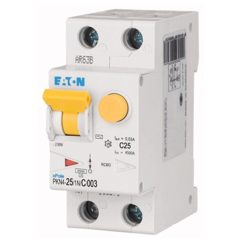 Eaton Fehlerstrom und Leitungsschutzschalter 25A 1P+N 30MA Typ AC 4,5K 237131