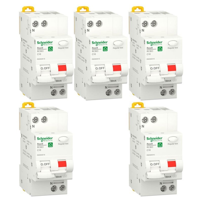 Schneider 2 Module FI- und LS-Schalter Kit 16A 1P+N 30MA AC 4.5KA R9D60616