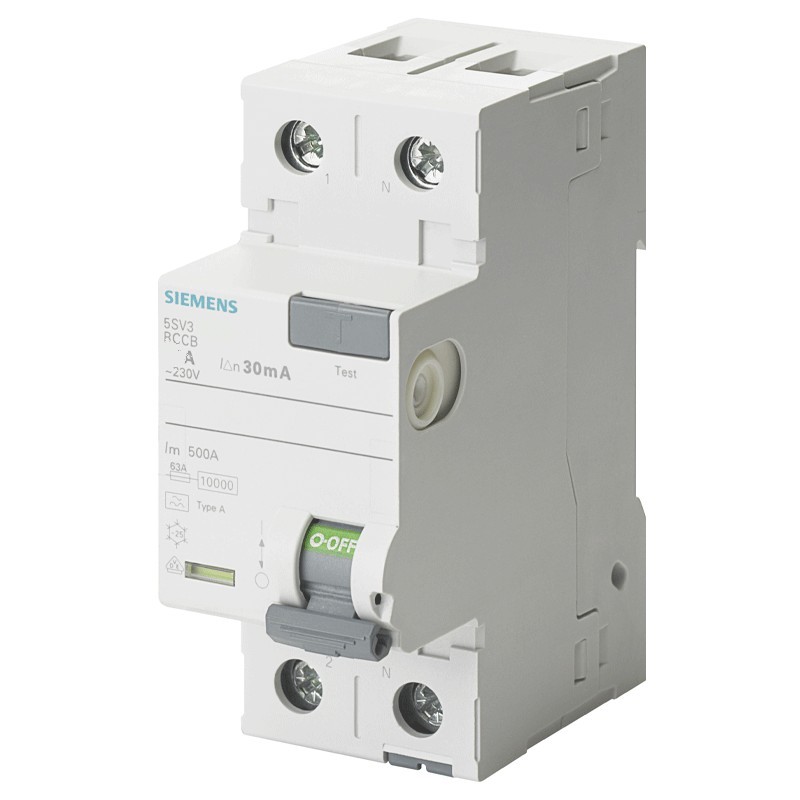 Siemens Fehlerstrom-Schutzschalter 2-polig 25A 30mA Typ A 2 Module SIE 5SV33126