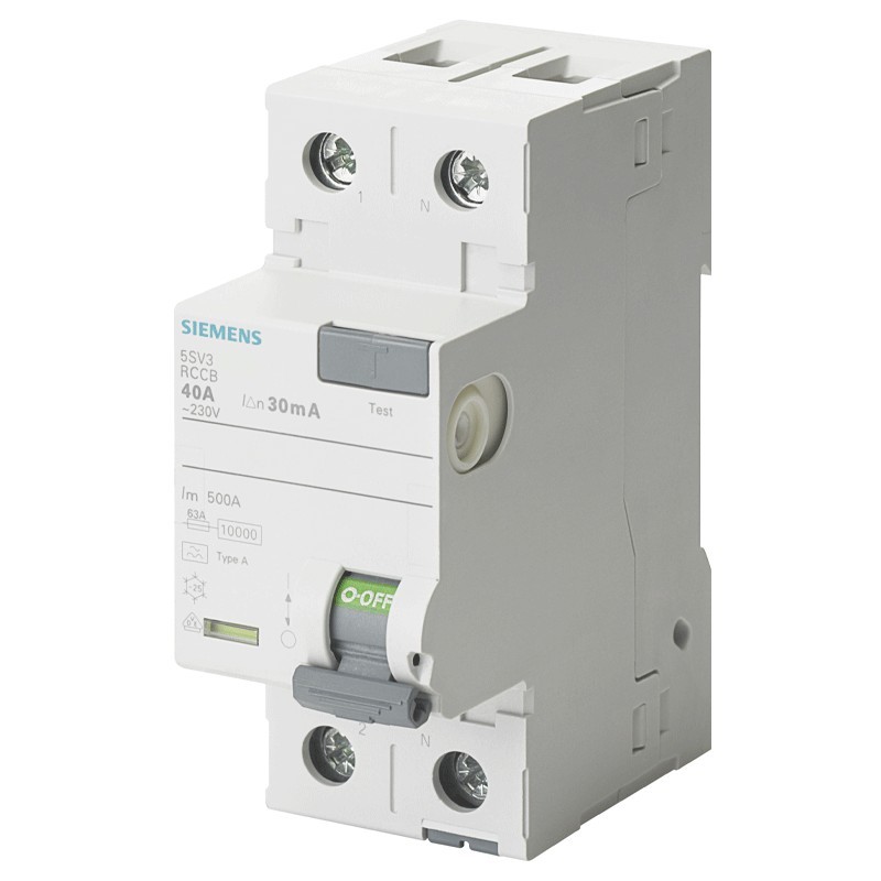 Siemens Fehlerstrom-Schutzschalter 2-polig 40A 30mA Typ A 2 Module 5SV33146