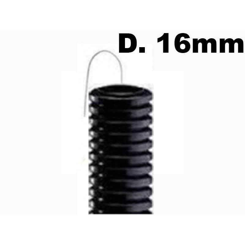 Schwarzes Wellrohr mit Fadenzieher 16 mm Durchmesser