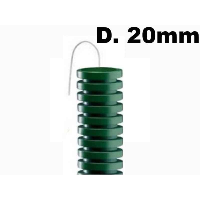 Grünes Wellrohr mit Drahtabzug Durchmesser 20 mm