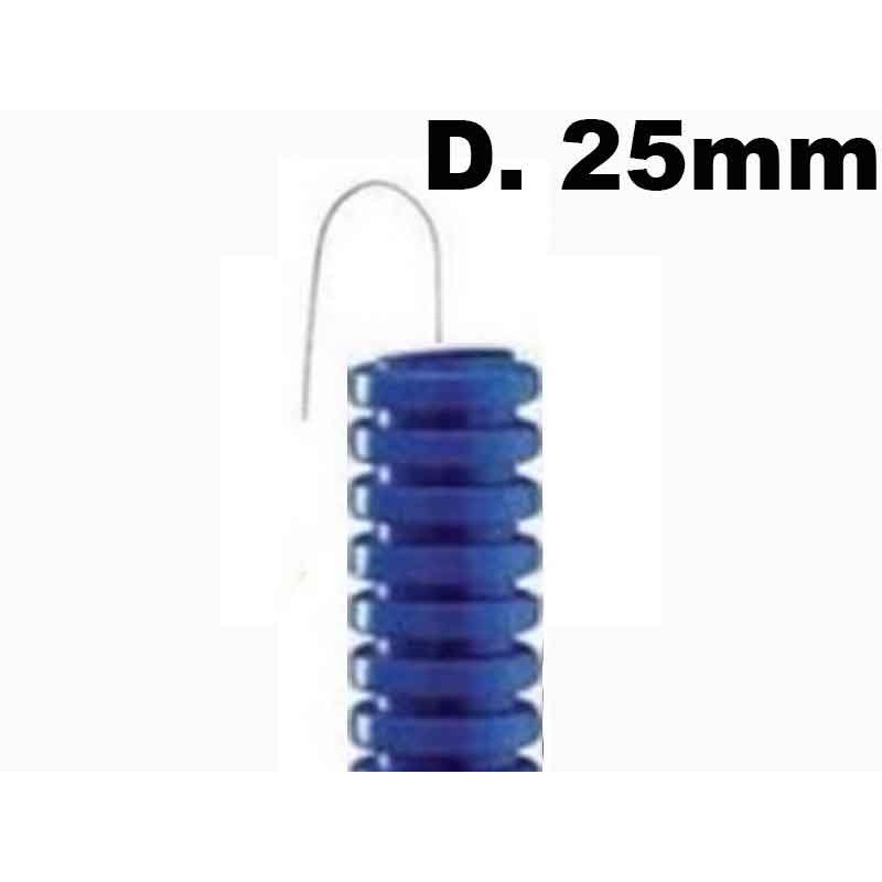 Hellblaues Wellrohr mit Drahtabzug Durchmesser 25 mm