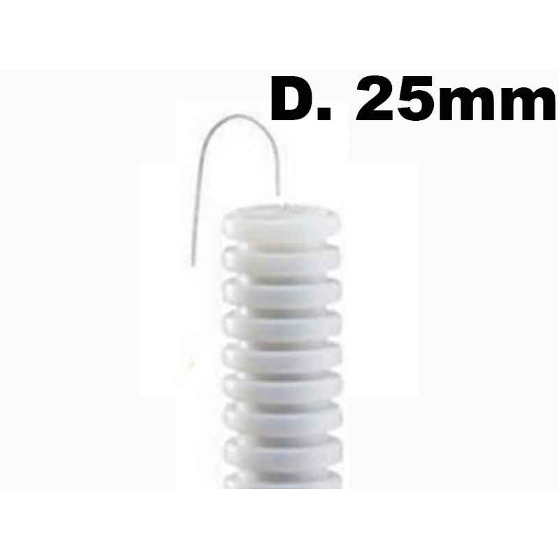 Weißes Wellrohr mit Fadenzieher Durchmesser 25 mm