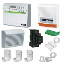 Hiltron Protec 8 Zone GSM Einbruchalarm Kit Sirene Detektoren und Schlüssel KPROTEC8GSM