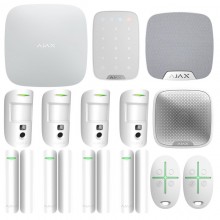 Ajax Wireless Einbruchmeldeanlage Kit mit Hub2 plus 4G 2 SIM WLAN Steuergerät + PIR Weiß