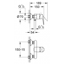 Grohe BAUEDGE EINHAND-BRAUSEBATTERIE, DN 15 23333000