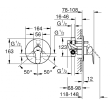 BAUEDGE Grohe Einhebel-Badewannen-Duschbatterie für Unterputzmontage 29079000