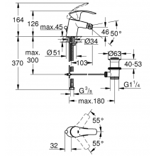 Grohe Eurosmart Einhebel-Bidetarmatur mit Ablaufgarnitur 32929002