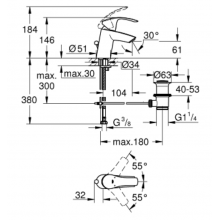 Grohe Eurosmart Einhand-Waschtischbatterie, S-Size mit Ablaufgarnitur 33265002