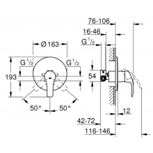 Paneel Einhebelmischer für Unterputzdusche Grohe EUROSMART 33556002