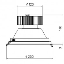 Faro einbauleuchte Side LED 21W 1734 lumen 3000K, durchm.230mm 57437-LBC