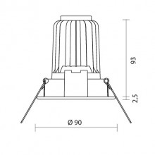 Side LED 10W 3000K 40° Einbaustrahler mit Netzteil KT2825-JLBC40