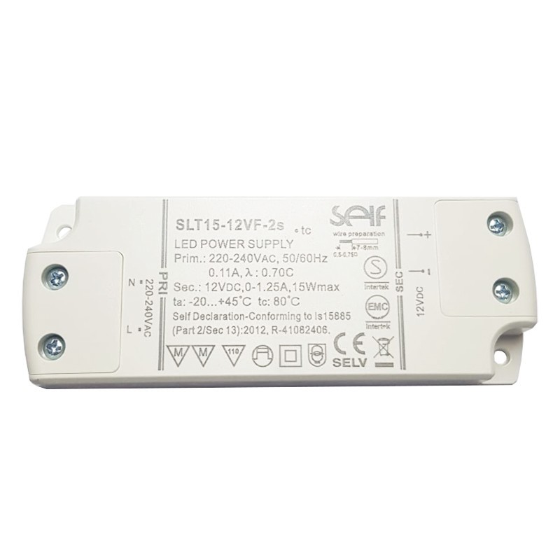 Tecnel Netzteil für LEDs 15W 12V IP20 SLT15-12VF-2s