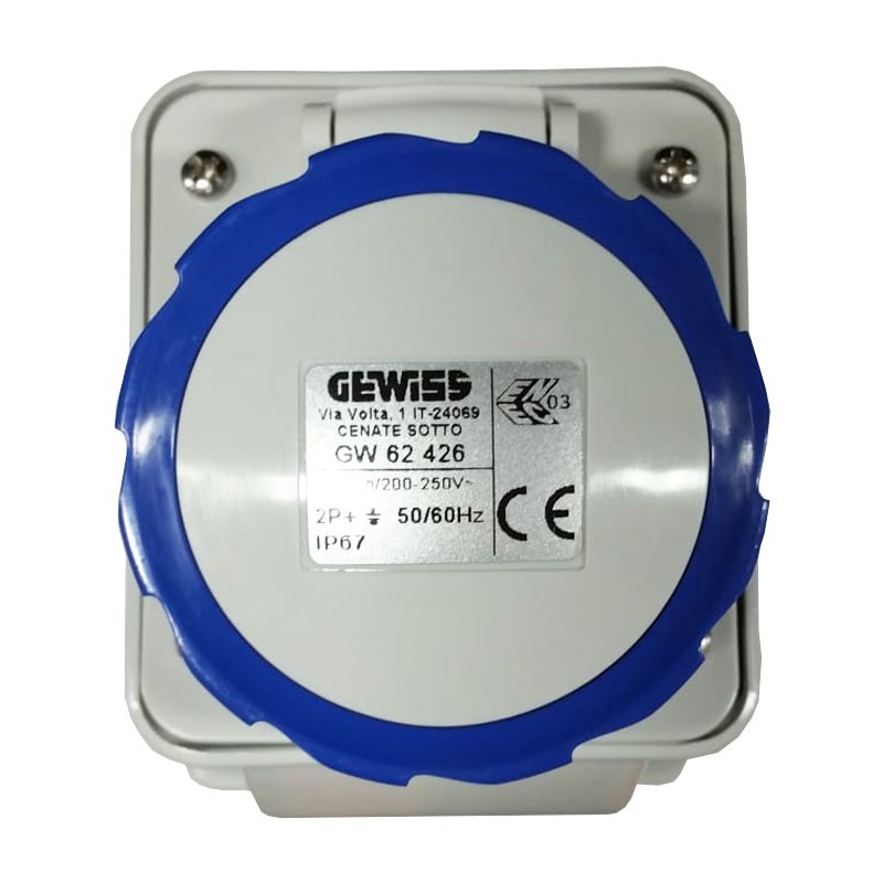 Gewiss feste Wandsteckdose 2P+E 16A IP67 blau 220V GW62426