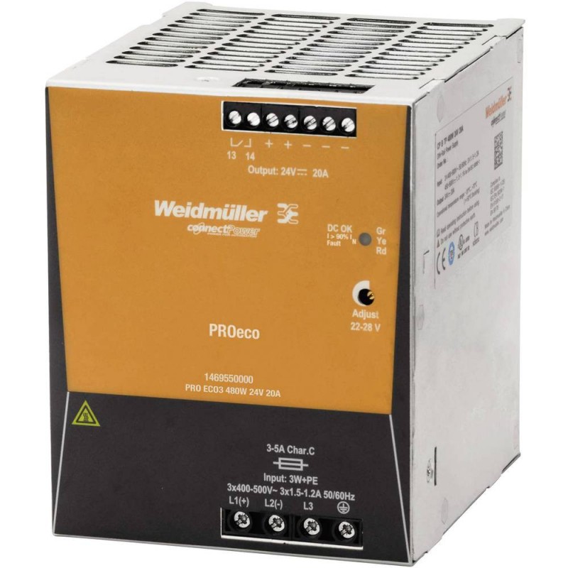 Schaltnetzteil Weidmuller PRO ECO 480W 24VDC 20A 1469550000