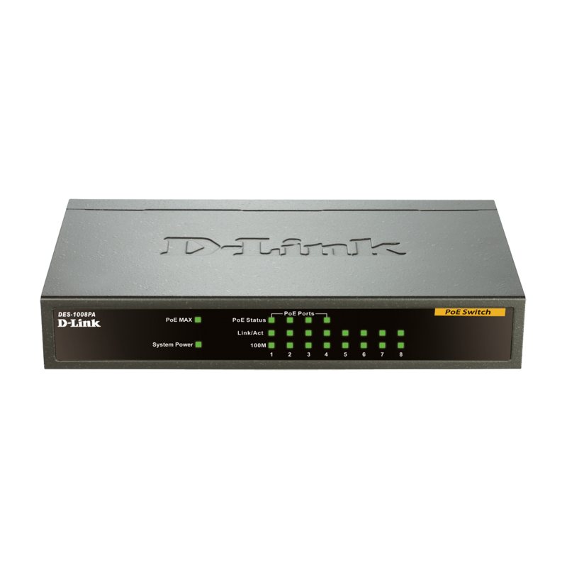 D-Link 8-Port 10/100 4/15W MAX Verteiler DES-1008PA