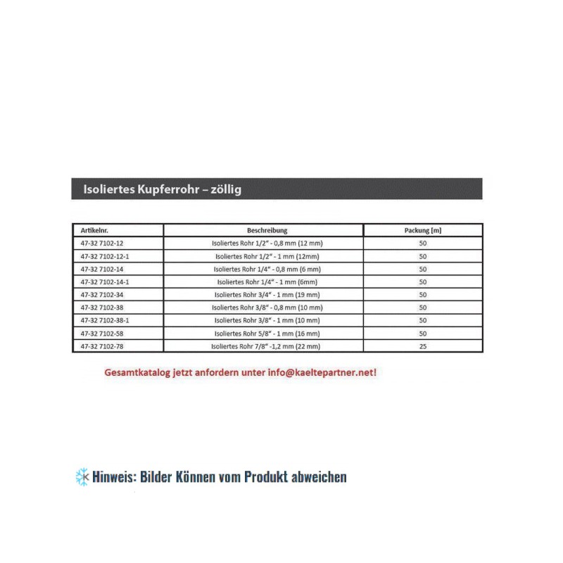 Kupferrohr isoliert CU 3/4" - 1,0 mm (19 mm), Verpackung 50 m