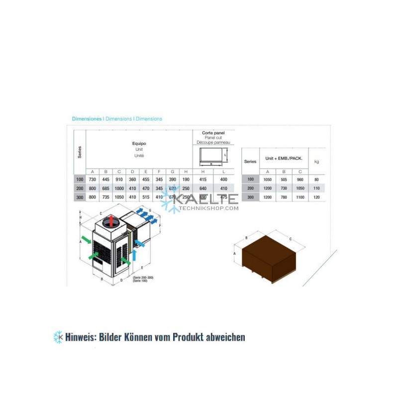 KideBlock Zentrifugal Kide Kälteaggregrat EMC2015L1T für Kühlzellen ca. 8m³, 230 /1 - 50kW, 1280 W, -25 °C / -15 °C