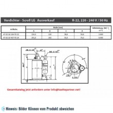 Rotationskompressor LG QP407PD24, R22, 220-240V, 50Hz, 23600 Btu/h - nicht lieferbar, ersetzt durch Nachfolger