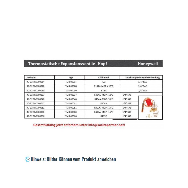 Thermostatisches Expansionsventil Oberteil Honeywell TMX-00060, R410A, MOP +15