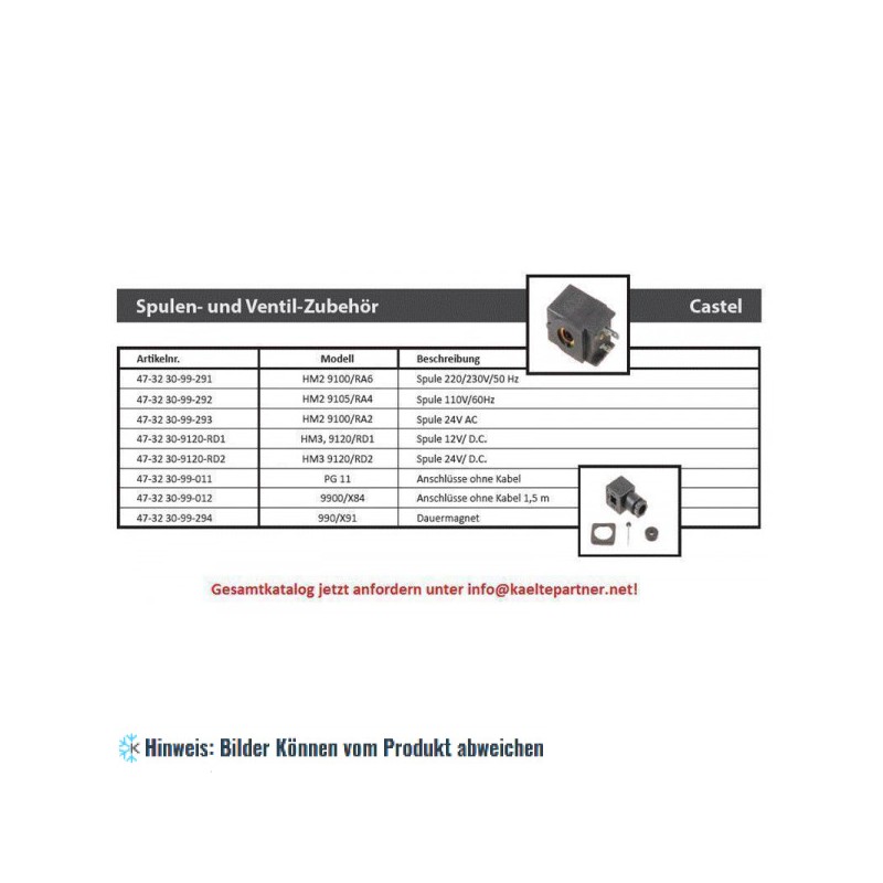 Steckerspule Castel, ohne Kabel, PG11, 9150/R02, IP65