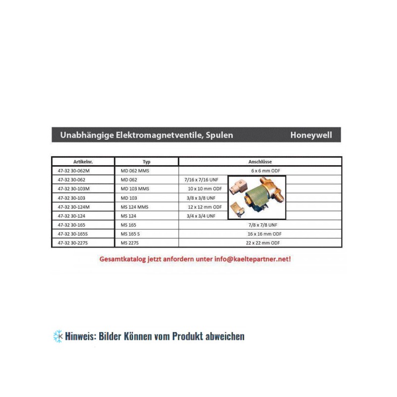 Magnetventil Honeywell, MD062MMS, Lötanschluss 6 mm ODF, komplett