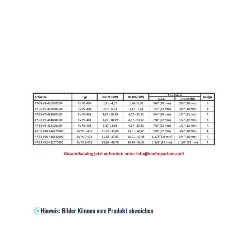 Umkehrventil Ranco Vier-Wege V2-401, R407C, R410A, 1/2"- 3/8"