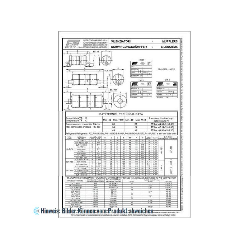 Geräuschdämpfer Frigo-Mec - 12 mm