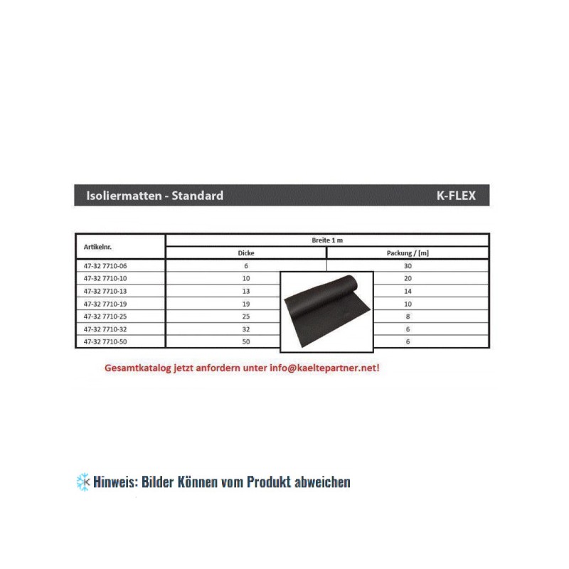 Isoliermatte K-Flex für Wärmedämmung, Dicke 19 mm, Breite 1 m, Verpackung 10 m