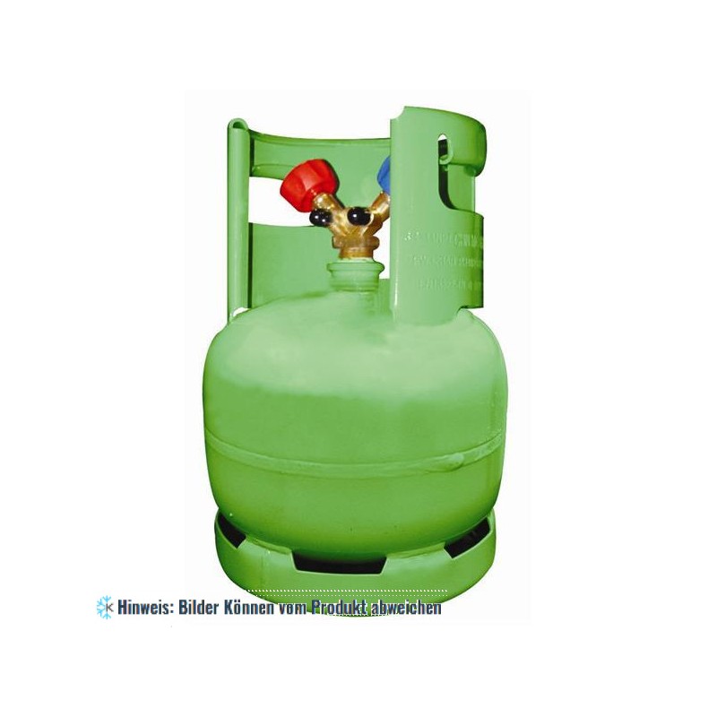 Kältemittelflasche 6 Liter grün - 1/4" Doppelventil