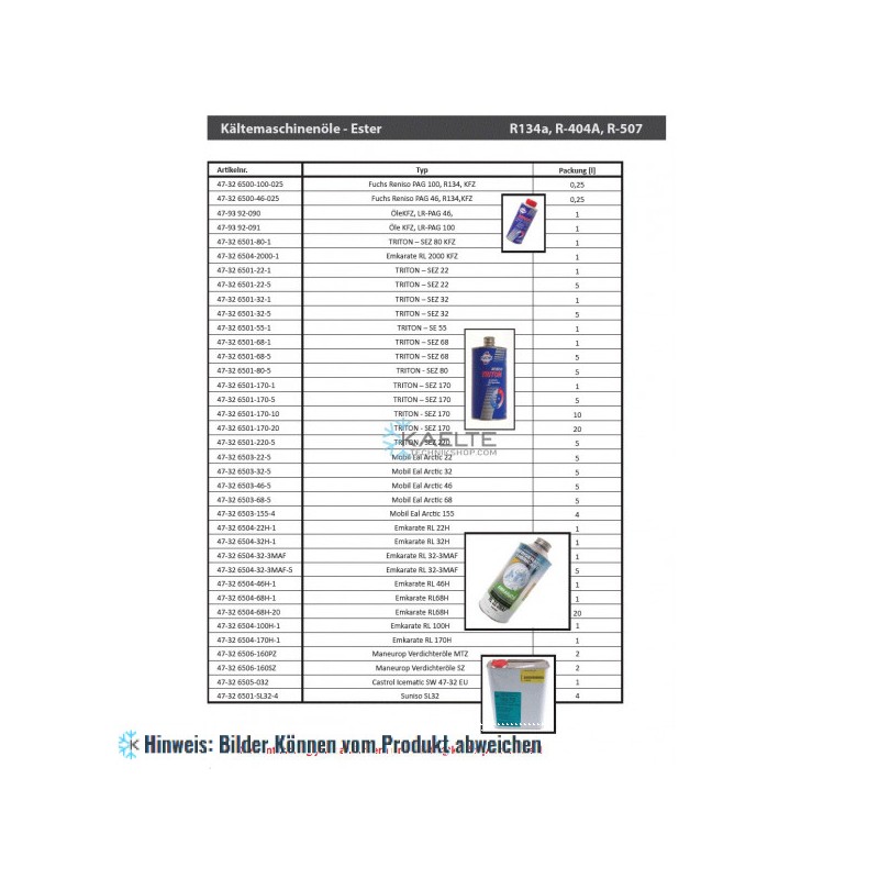 Kältemaschinenöl für A/C Kompressor Emkarate RL3000 (POE 1,0 Liter), ISO 68