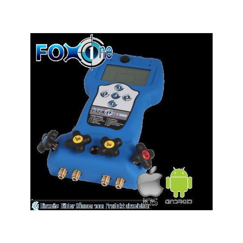 Digitale 4-Wege Monteurhilfe in Koffer Wigam FOX-ONE-300/SC inkl. Kältemittelwaage, Zangen-Amperemeter
