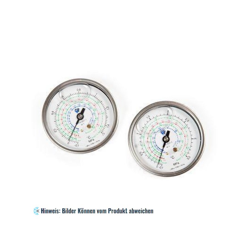 Manometer D＝80mm ölgefüllt Hochdruck, Anschluss hinten 1/4" SAE, R410A, R32, Wigam ML80/53C45/A4/K1