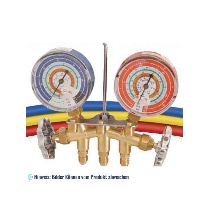 2-Wege Monteurhilfe aus Messing Set 80mm Manometer 3-92cm Schläuche