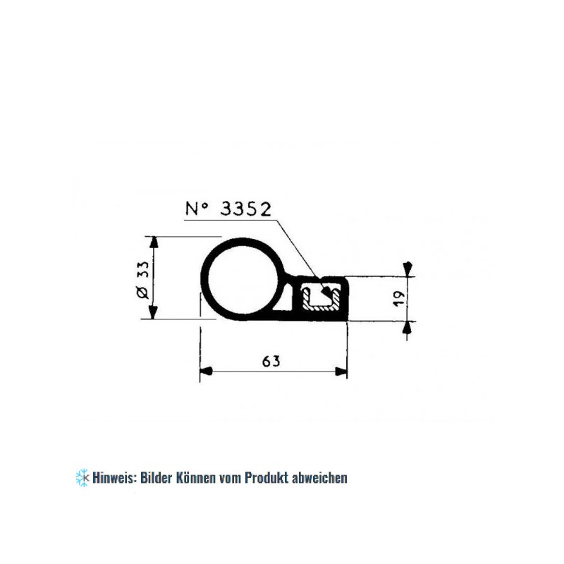 Dichtung schwarz für Gastüren 1m (63x19)