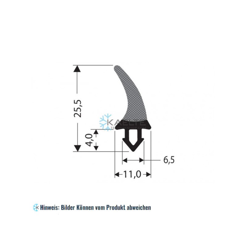 Eindrückprofil Gummi schwarz für Drehtür 1m (25,5x11)