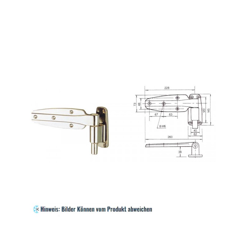 Scharnier für Kühlraumtür, metall, universell